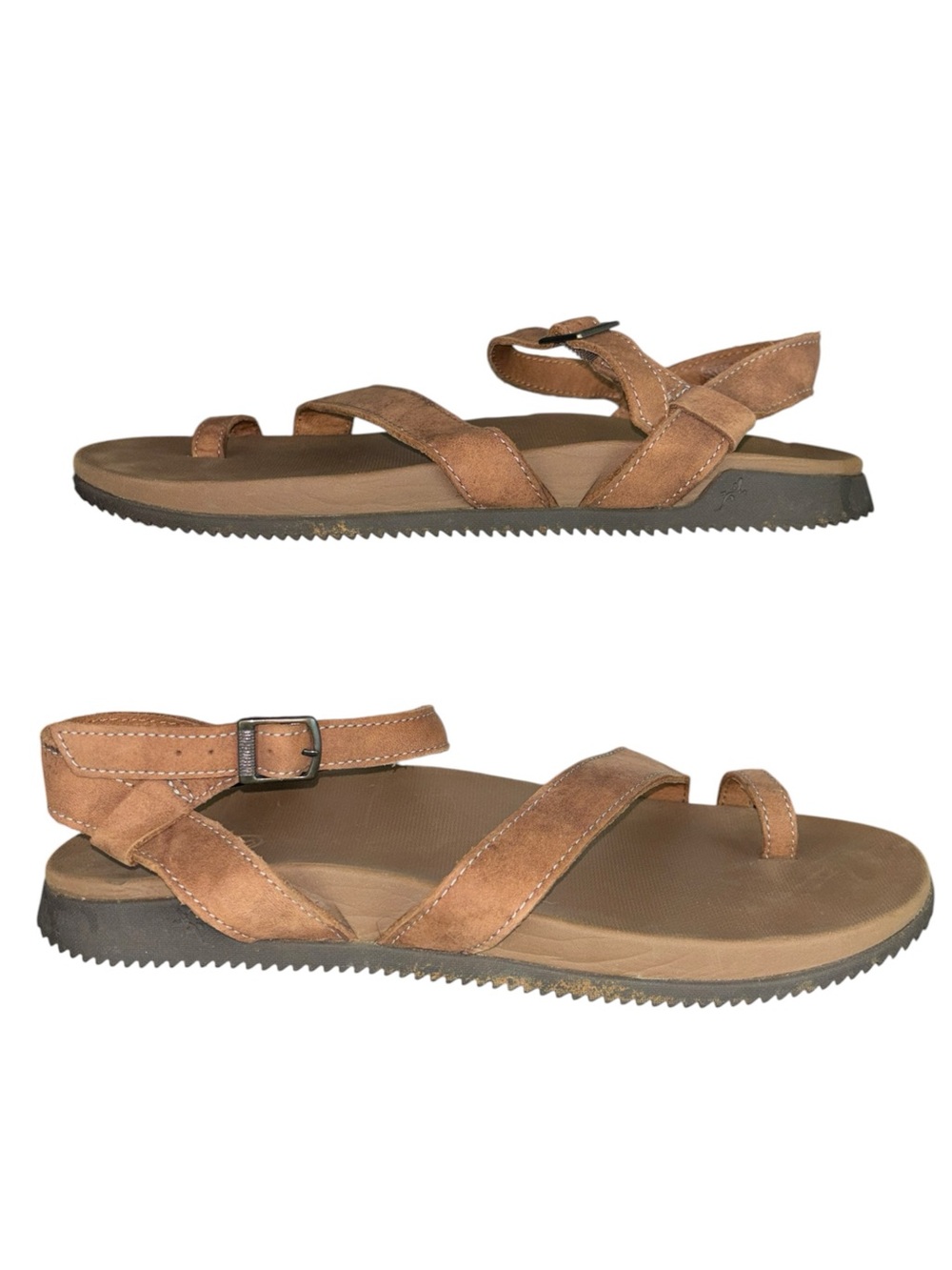 Chaco Tulip Leather Toe Ring Sandals Brown Strappy Womens Size 10 - Picture 8 of 12